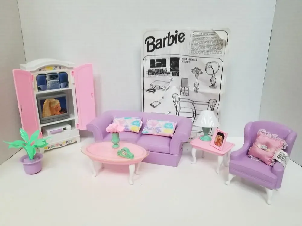 Vintage Barbie 90s Mattel 1997 Barbie Folding Pretty House LIVING ROOM